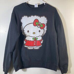 Womens Hello Kitty Sanrio Christmas Sweatshirt Black L Cotton‎ Polyester